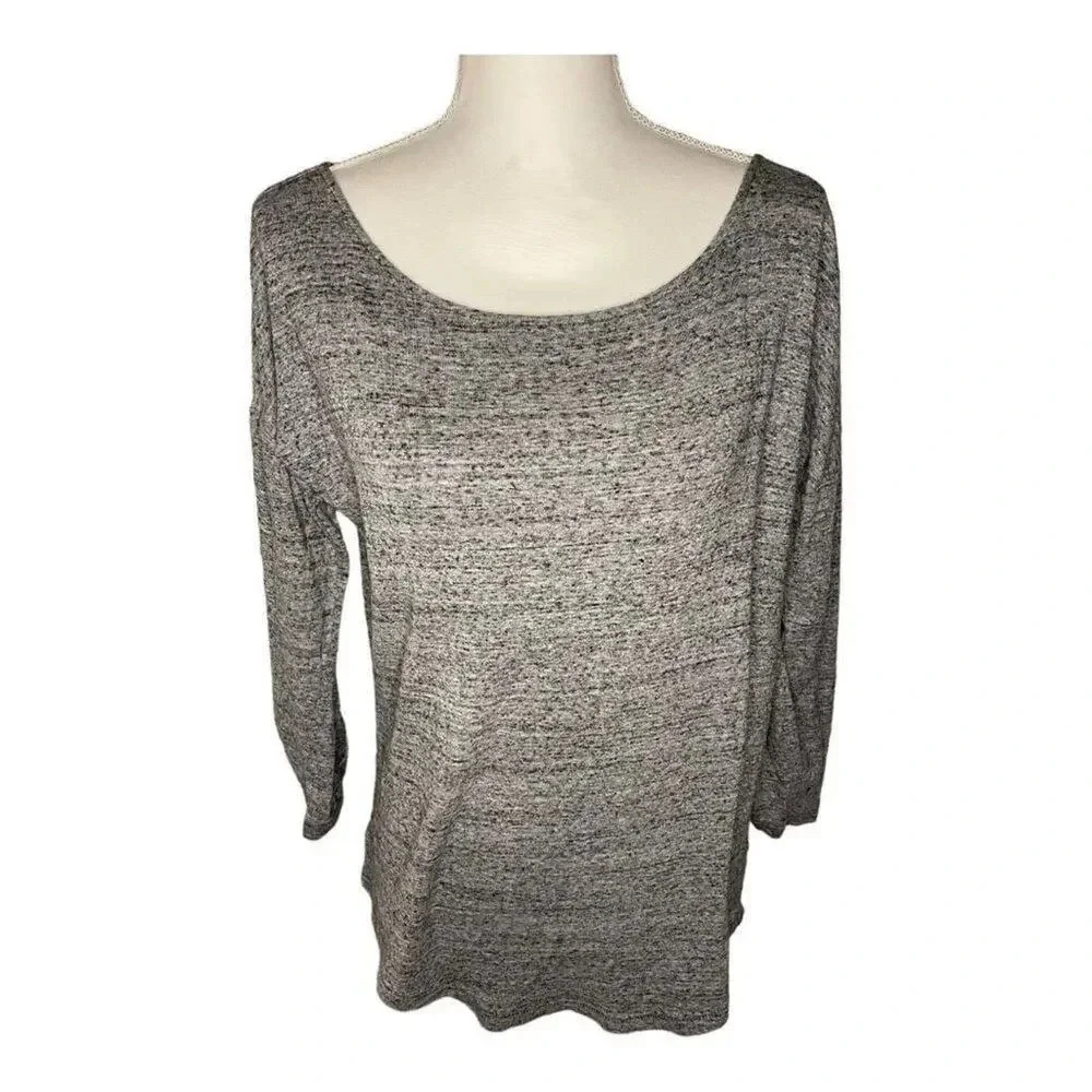 LOFT Women’s Large Heather Gray 3/4 Sleeve‎ Round Neck Lightweight Sweater